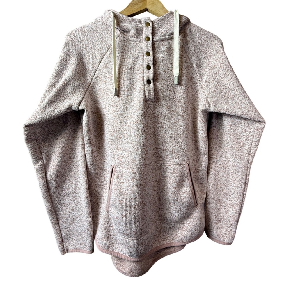 THREAD AND SUPPLY Women's Speckled Pink Henley Hoodie Pullover Size L